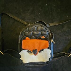 Betsey Johnson Black and Orange Heart Backpack